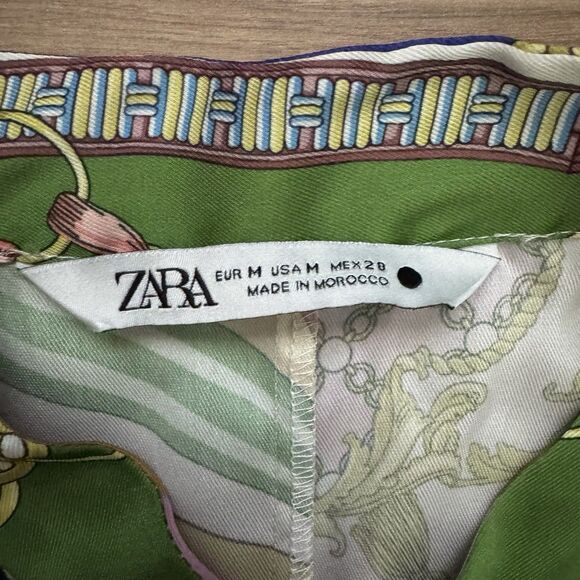 ZARA Dress Multicolored Mini Dress Long Sleeve Silky Satiny Smooth Size Medium - Picture 4 of 10